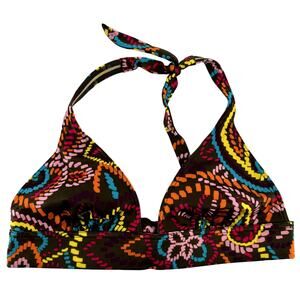 Victoria's Secret Halter Bikini Top Floral Lined Triangle Beach Multicolor M